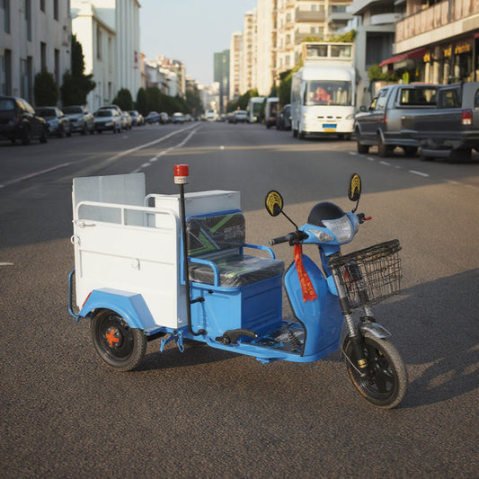 Pure Electric 3 Wheel Rubbish Collector Scooter 500w Power Refuse Collection Tricycle 48v 60v Lead Acid Battery